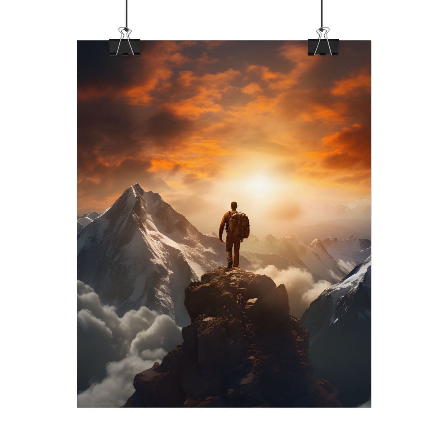Epic Mountain Sunrise: Majestic Summit Artwork - Poster