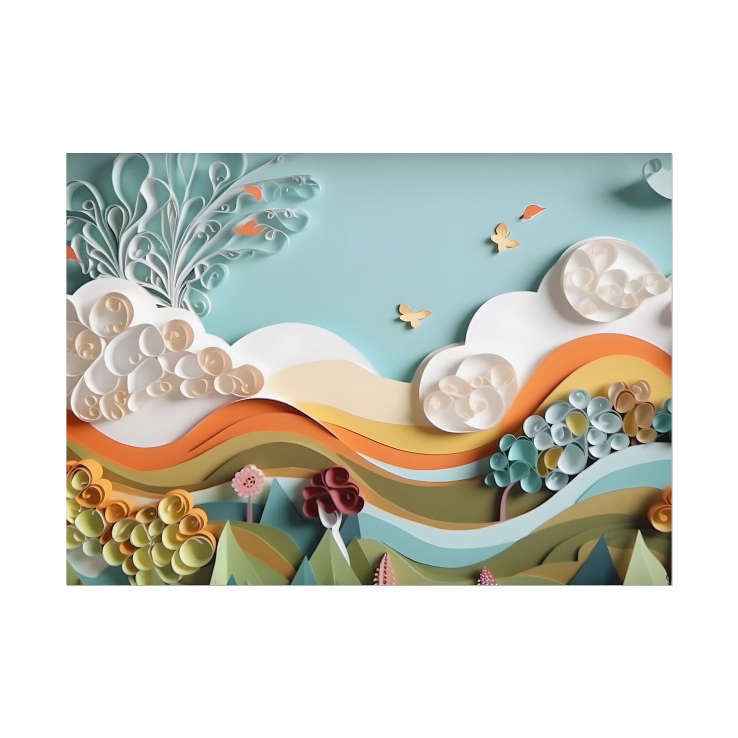 Peaceful Beach Serenade: Paper Quilling Art - Poster