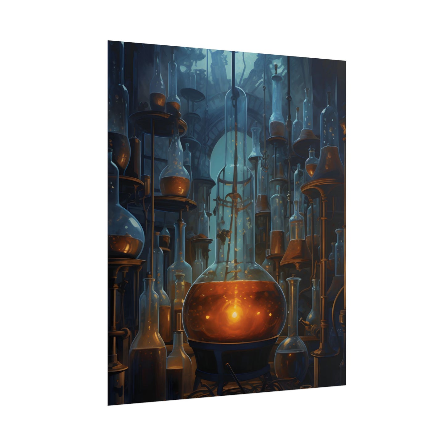 Scientific Discovery: Mysterious Laboratory Scene with Beaker and Whiteboard - Poster