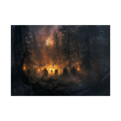 Tranquil Forest Sunset: People Connecting with Nature - Poster