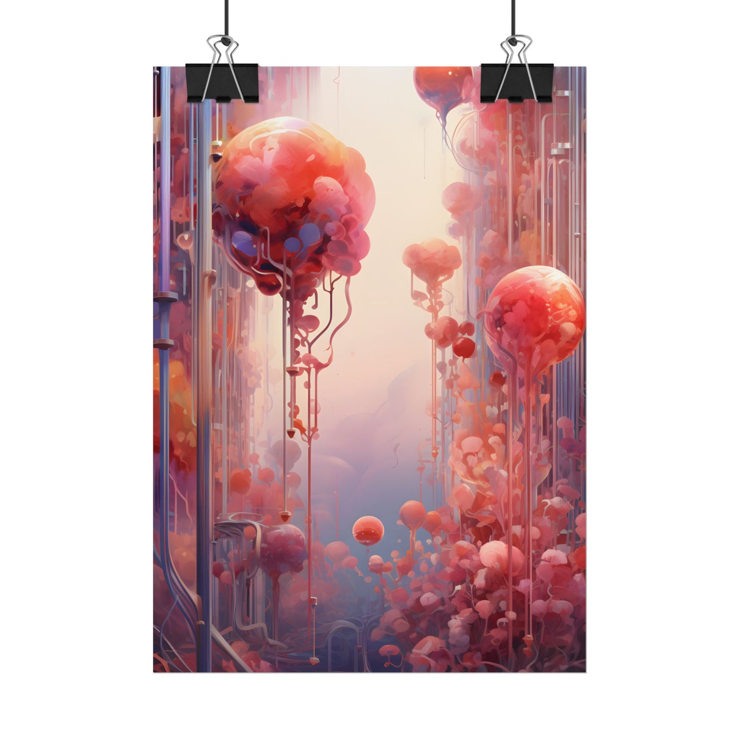 Futuristic Cyber Dreamscape: Abstract Digital Art - Poster