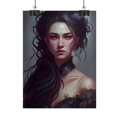 Astonishing Female Portrait: Dr. Black Hair Elegance - Poster
