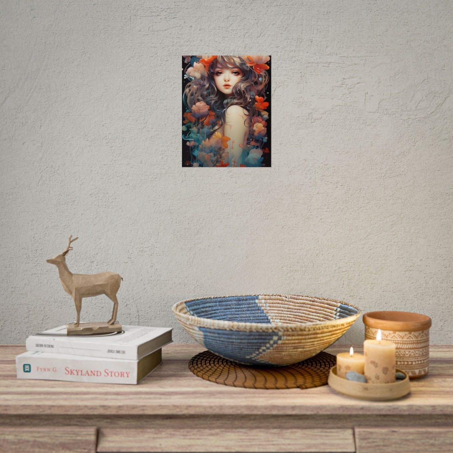 Peaceful River Garden: A Tranquil Landscape with Roses - Poster