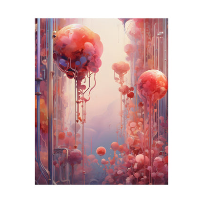 Futuristic Cyber Dreamscape: Abstract Digital Art - Poster