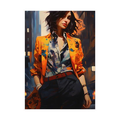 Urban Youthful Portrait: Fashionable City Style Digital Art - Poster