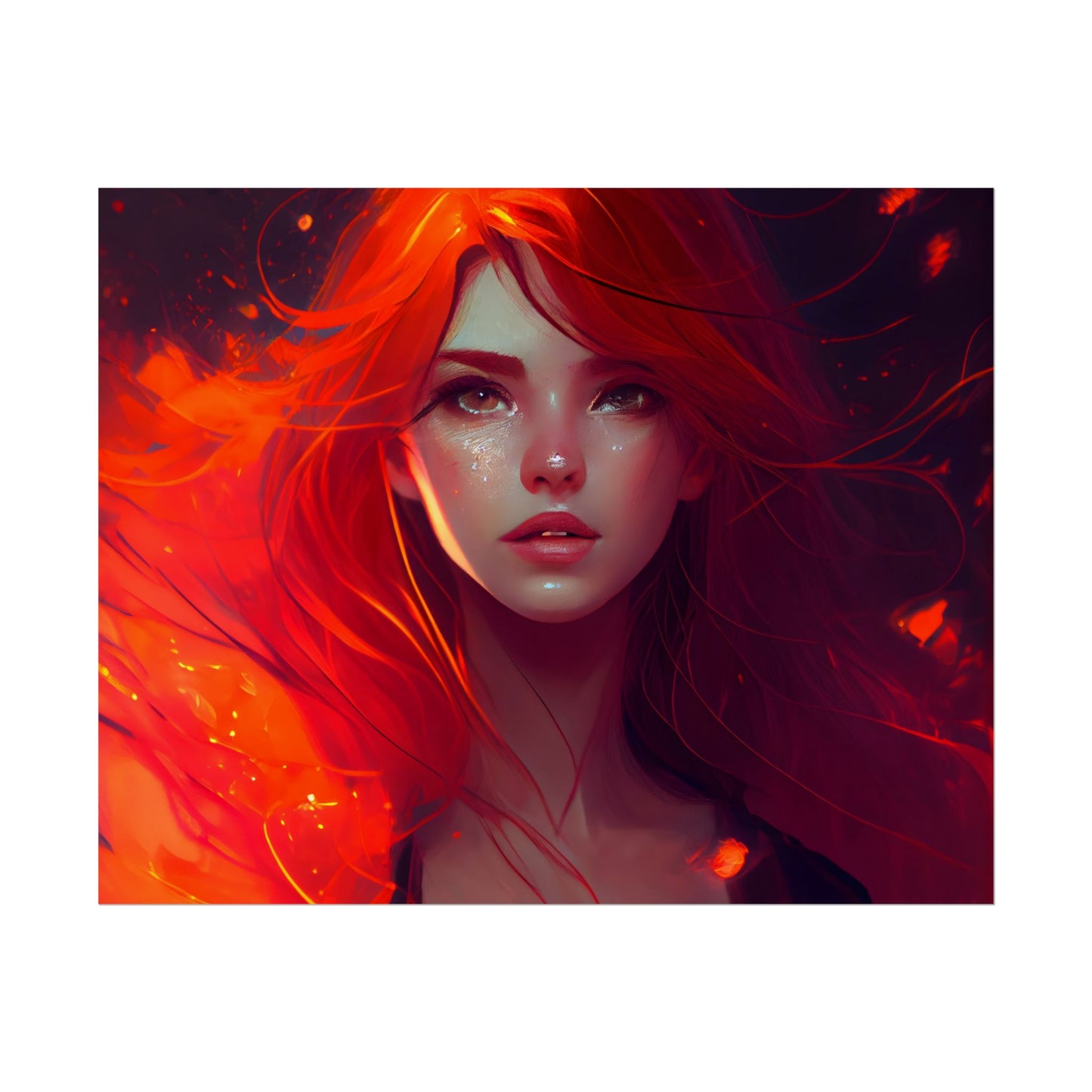 Glowing Female Portrait: Close-Up Artwork - Poster