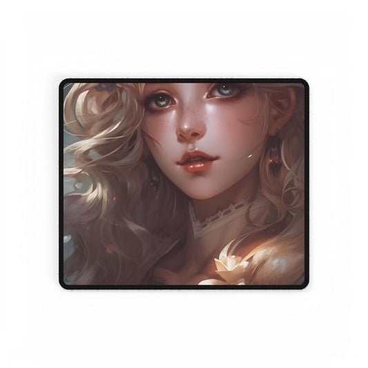 Vintage Blonde Portraiture: Timeless Female Portrait Art - Desk Mat