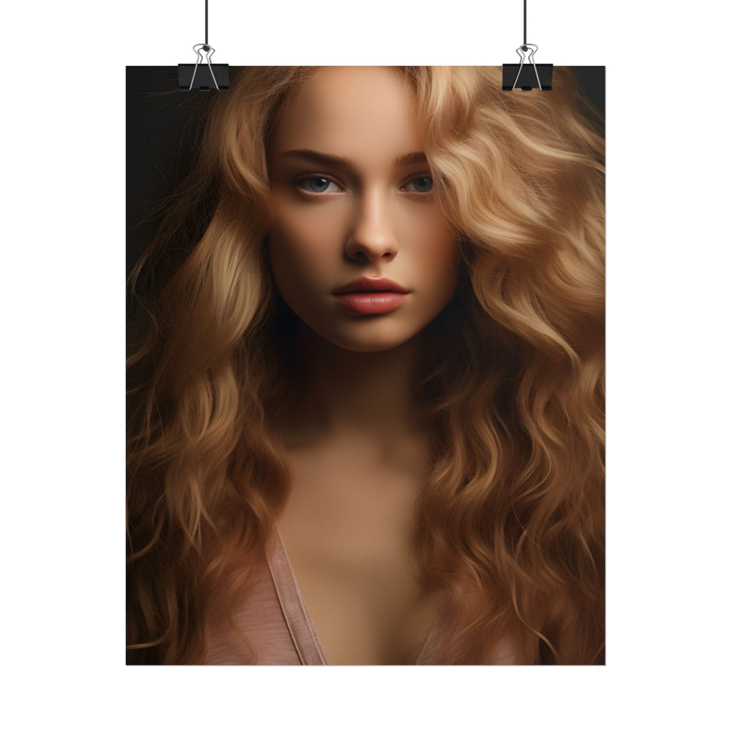 Modern Blonde Woman: Minimalist Style Portrait - Poster