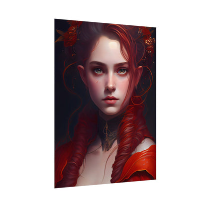 Redhead Portrait: Vibrant Dress Artwork - Poster