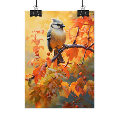 Vibrant Oak Branch: Oil Painting of Nature's Serenity - Poster