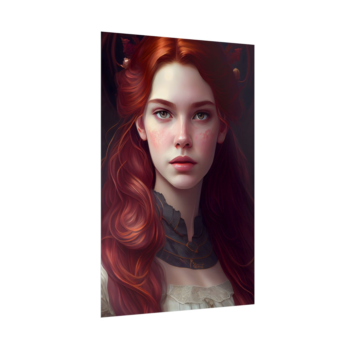 Beautiful Redhead Female Portrait: Classic Timeless Artwork - Poster