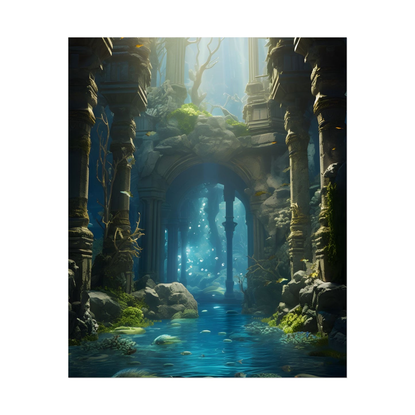 Mysterious Sunken Ancient Civilization: Underwater Artwork - Poster