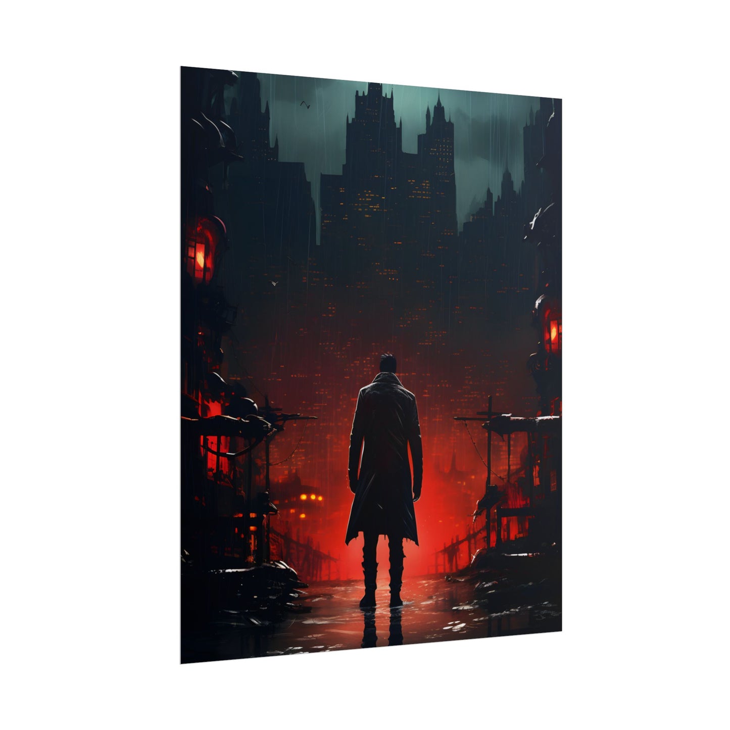 Urban Fantasy Detective: Cityscape at Dusk - Noir Artwork - Poster