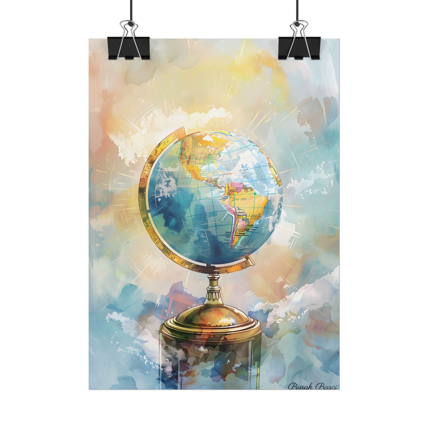 Vintage-Style Globe: World Map with Iconic Features - Poster