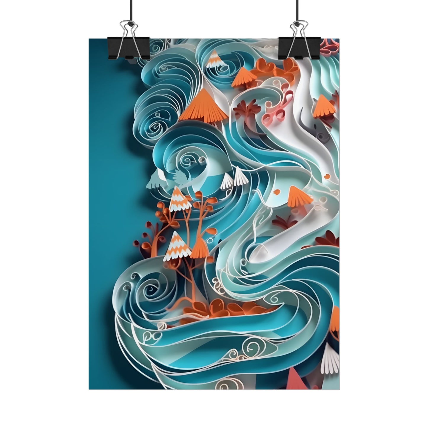 Paper Quilled Canyon Landscape: Natural Desert Artwork - Poster