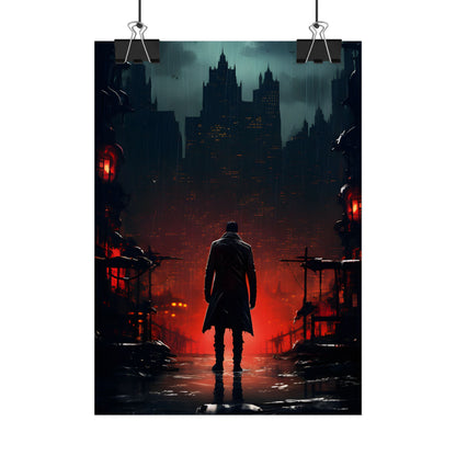 Urban Fantasy Detective: Cityscape at Dusk - Noir Artwork - Poster