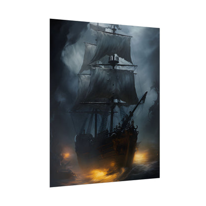 Ghostly Pirate Ship: Sailing Through the Ocean's Edge - Poster