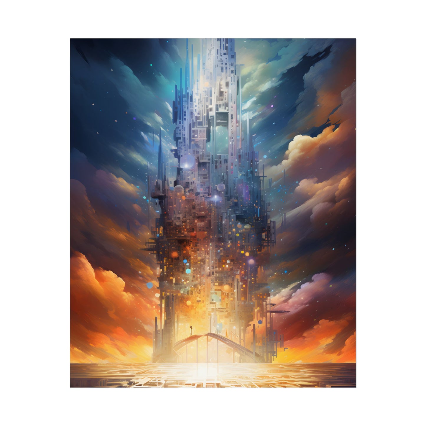 Vibrant Cyber Dreamscape: Abstract Digital Artwork - Poster