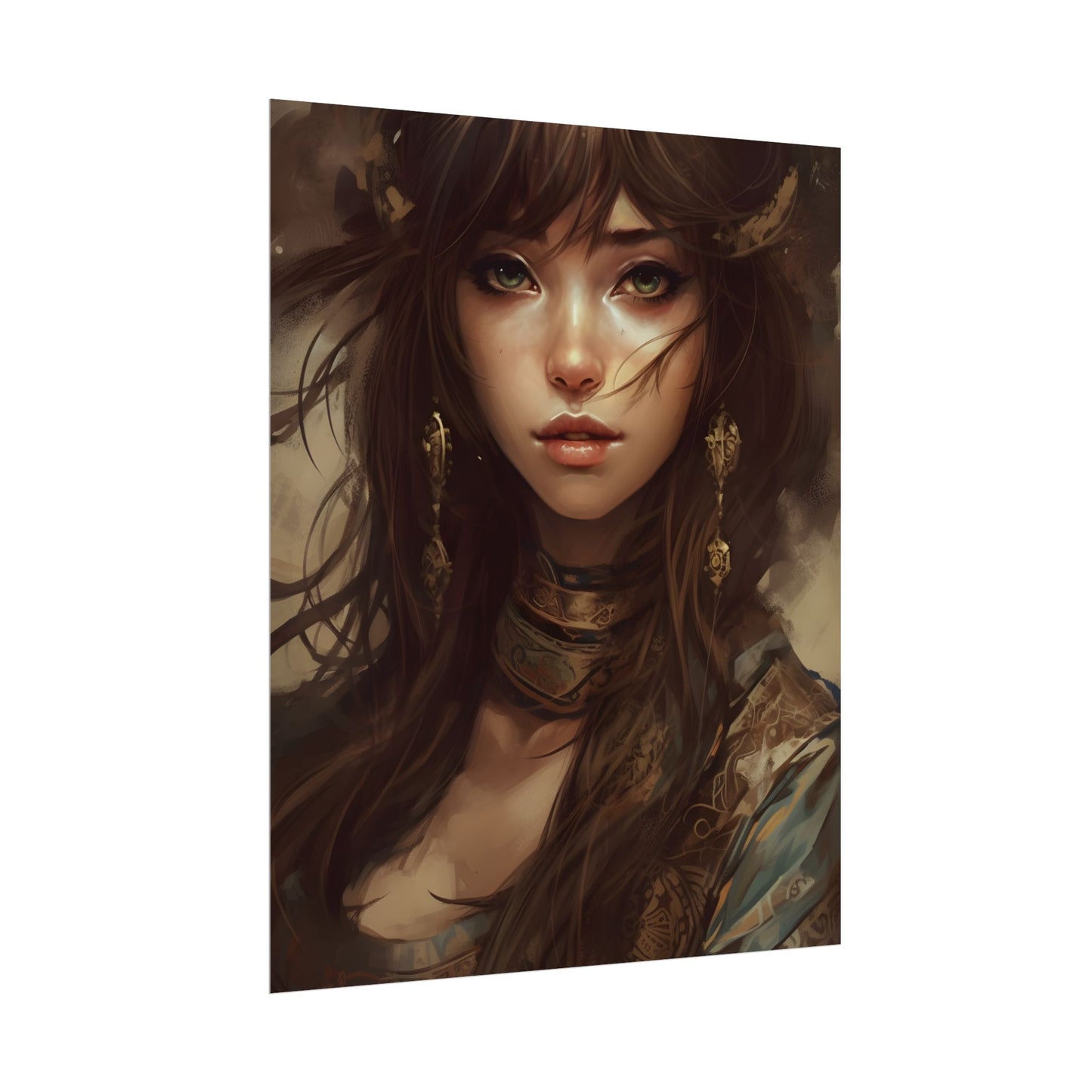 Enchanting Brunette Portrait: Gentle Beauty - Poster