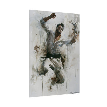 Watercolor Artwork: Man Dancing in Dynamic Movement - Poster