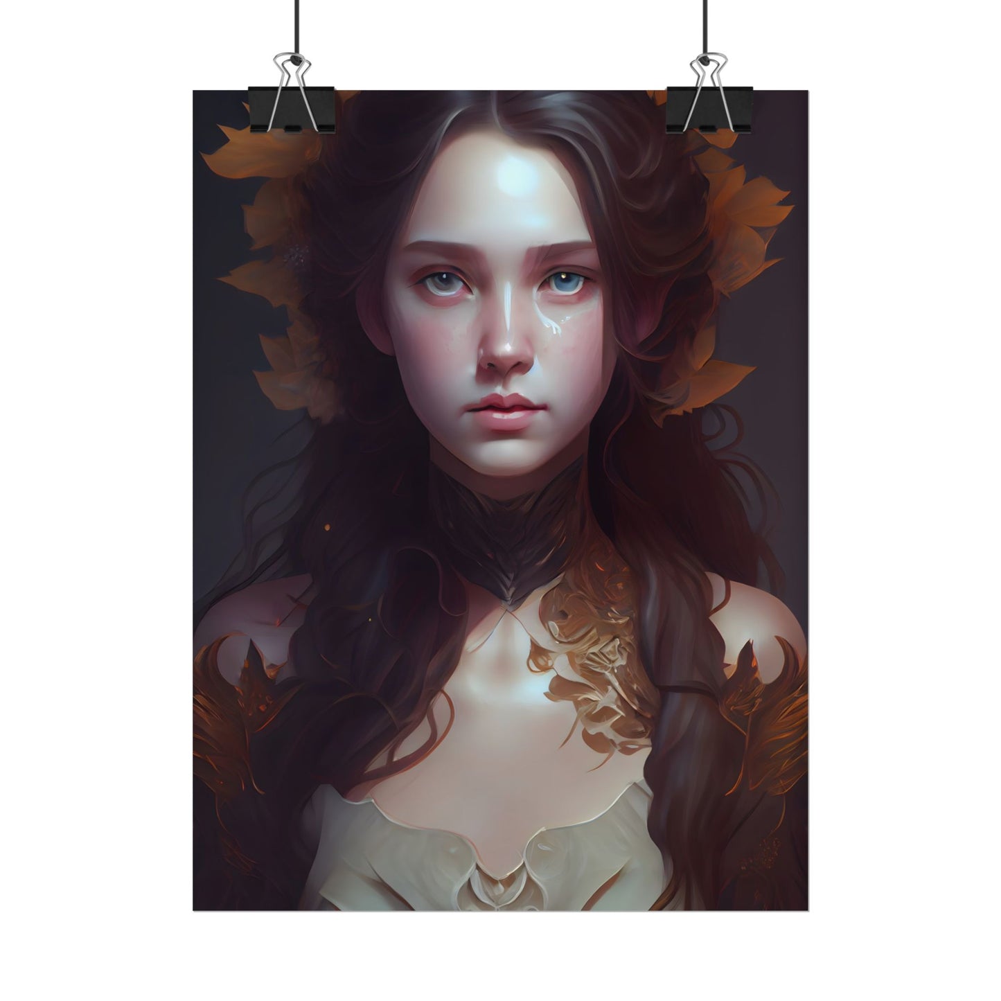 Brown Hair Female Portrait: Artistic Style Digital Art - Poster