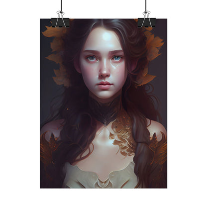 Brown Hair Female Portrait: Artistic Style Digital Art - Poster