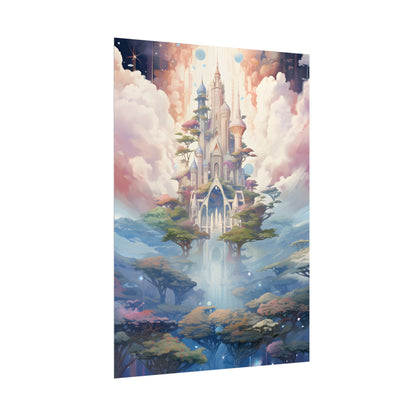 Surreal Floating City in Celestial Fantasy: A Dreamlike Digital Artwork - Poster
