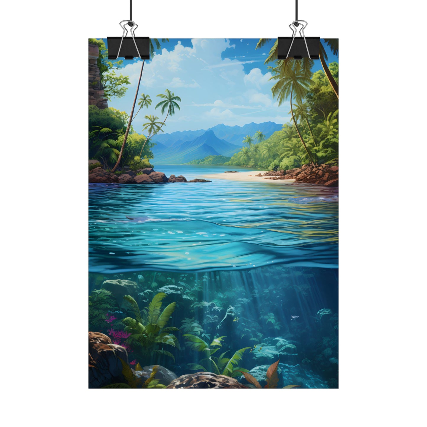 Tropical Island Oasis: Tranquil Tropical Landscape Art - Poster