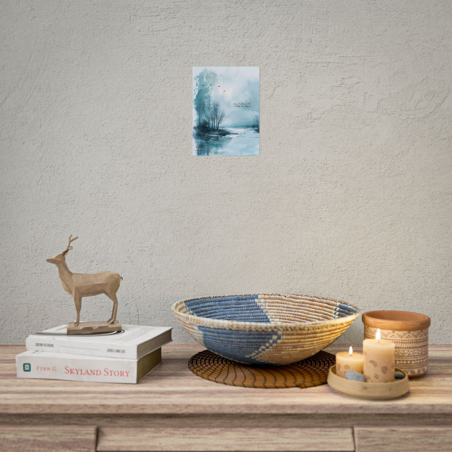 Serene Landscape: A Peaceful Nature Scene with Inspirational Quote - Poster
