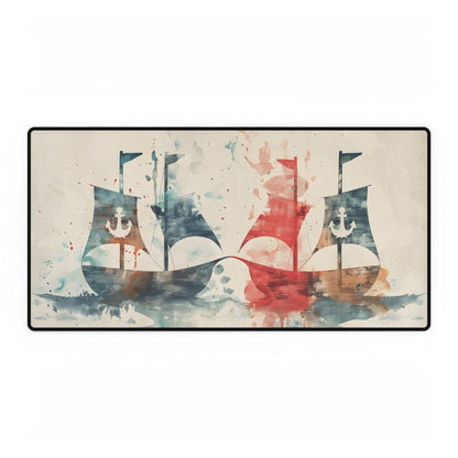 Vintage Nautical Flags: Antique Maritime Heraldry Illustration - Desk Mat