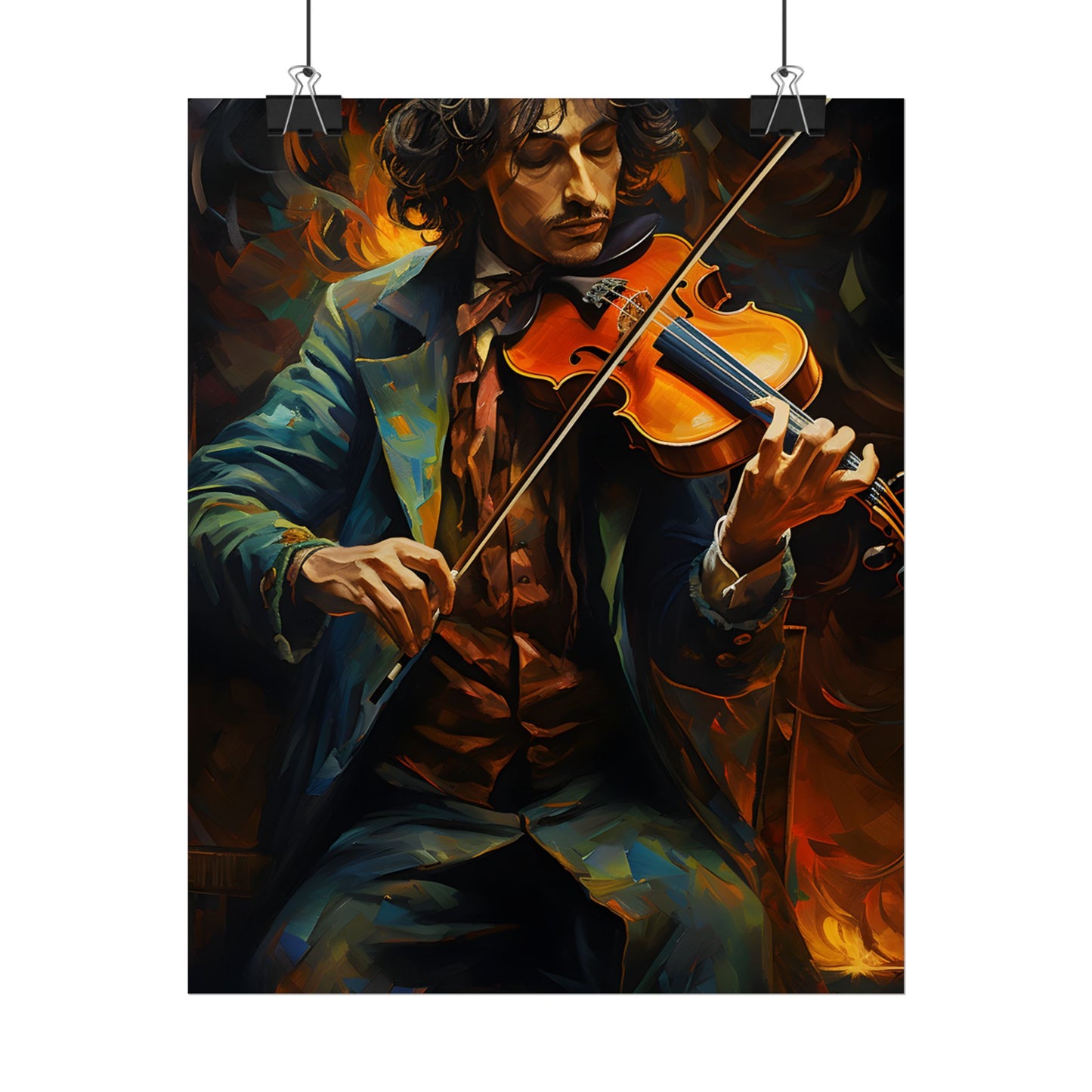 Mysterious Musician at Piano: Moody Portrait - Poster
