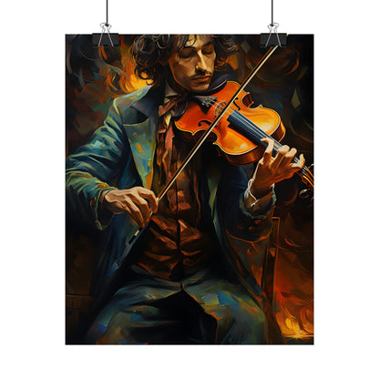 Mysterious Musician at Piano: Moody Portrait - Poster