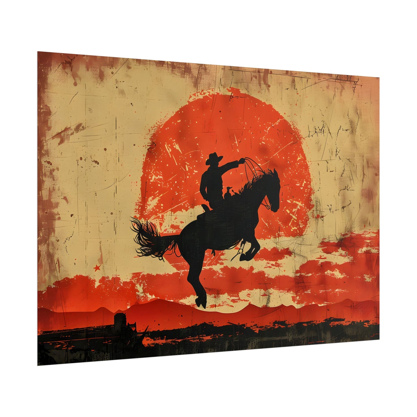 Vintage Rodeo Cowboy: Classic Bucking Bronco Art - Poster