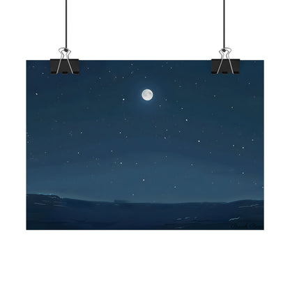 Starry Night Sky: Minimalist Beauty in Blue - Poster