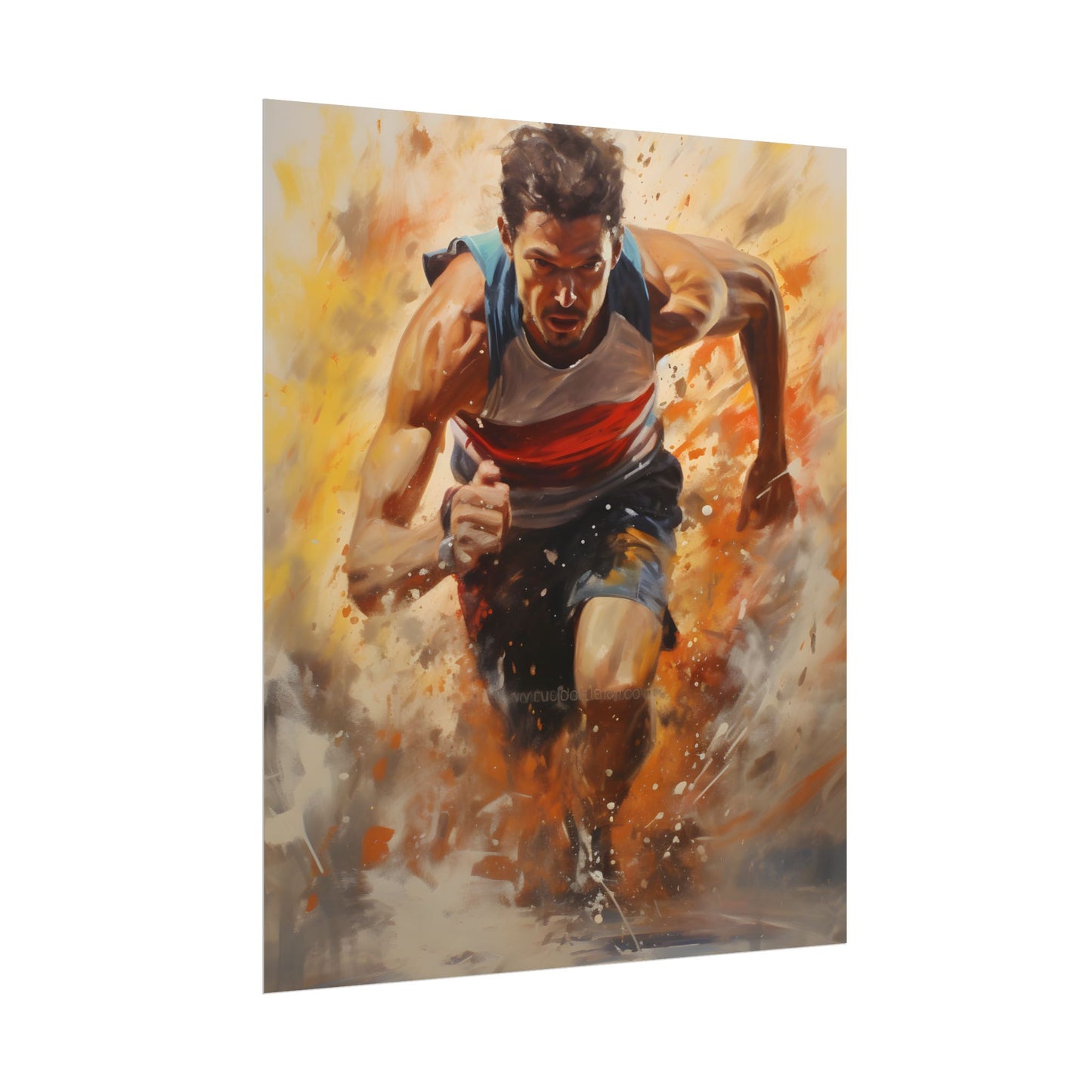 Passionate Athlete in Motion: Determined Sports Art - Poster