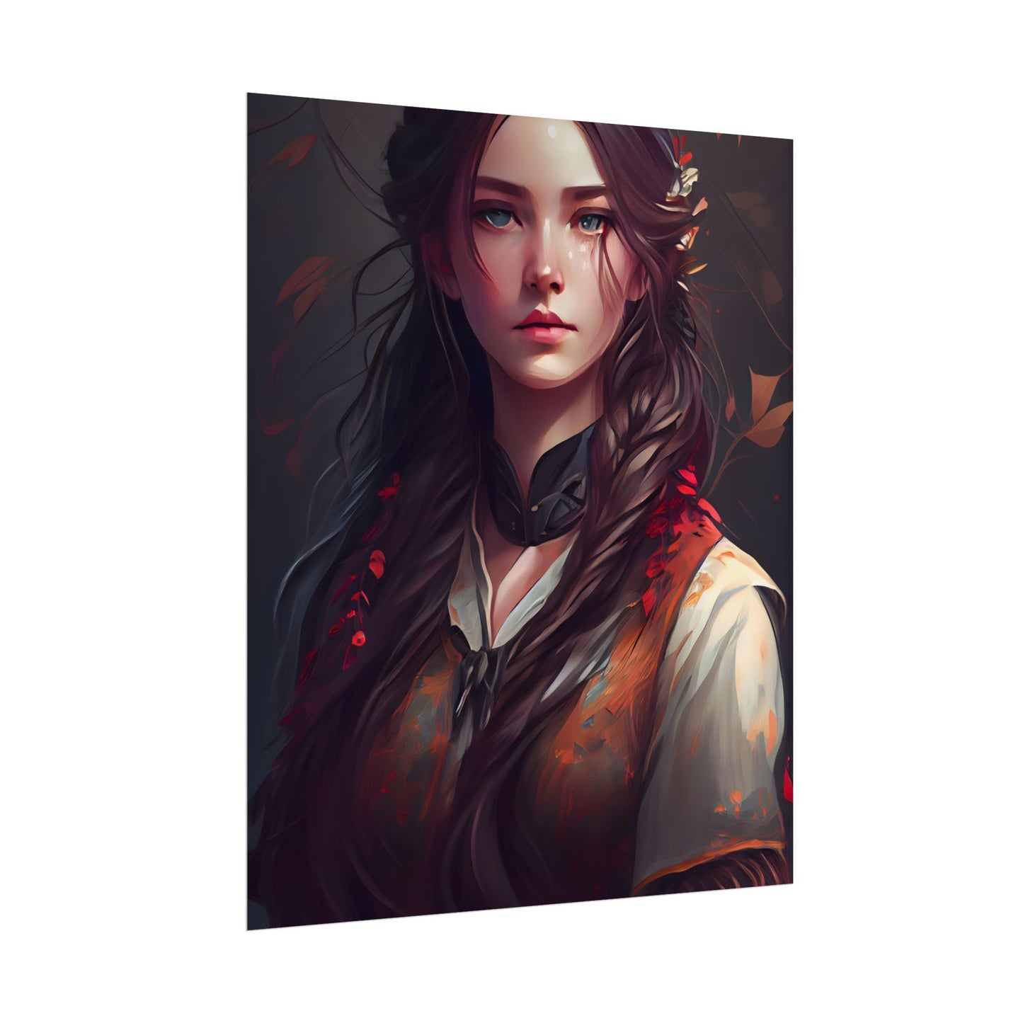 Vibrant Portrait: Brown Hair, Green Eyes Artwork - Poster