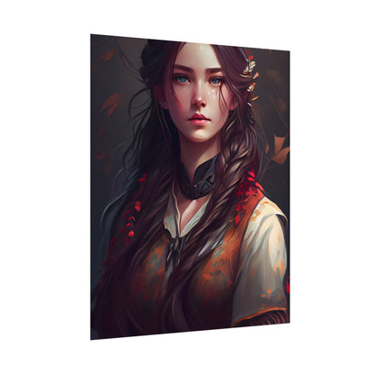 Vibrant Portrait: Brown Hair, Green Eyes Artwork - Poster