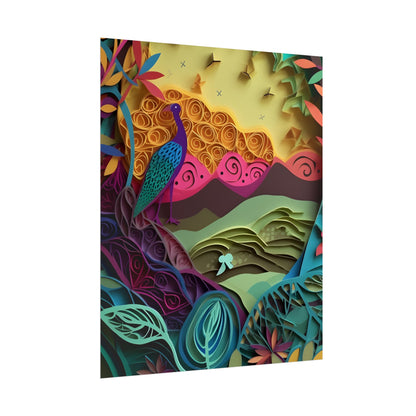 Vibrant Indian Quilling Art: Traditional Landscape Decoration - Poster