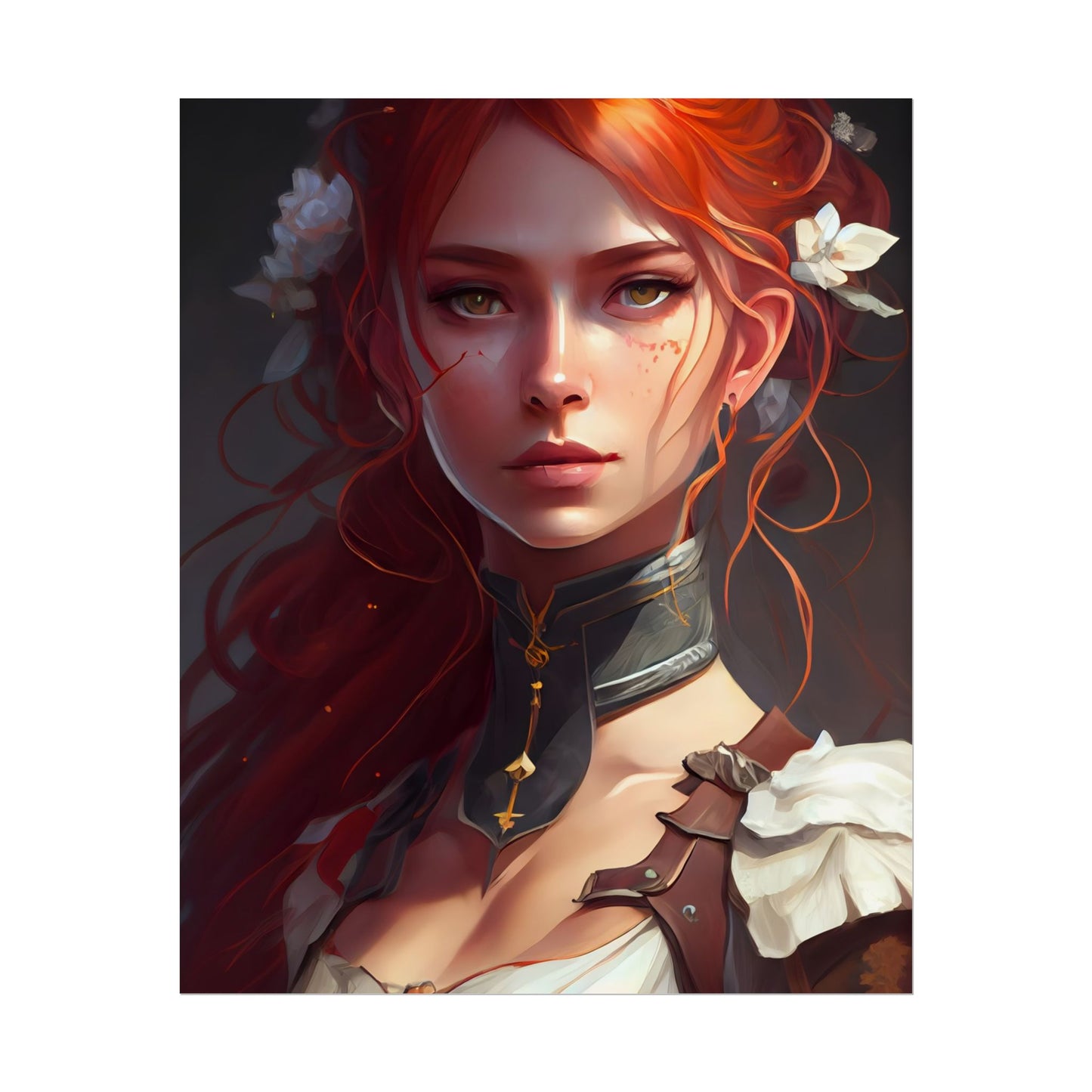 Redheaded Beauty: Formal Portrait in Dark Dress - Poster