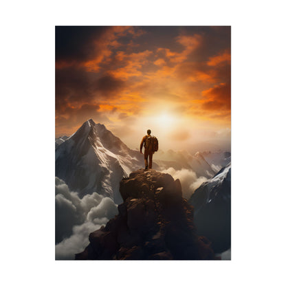 Epic Mountain Sunrise: Majestic Summit Artwork - Poster