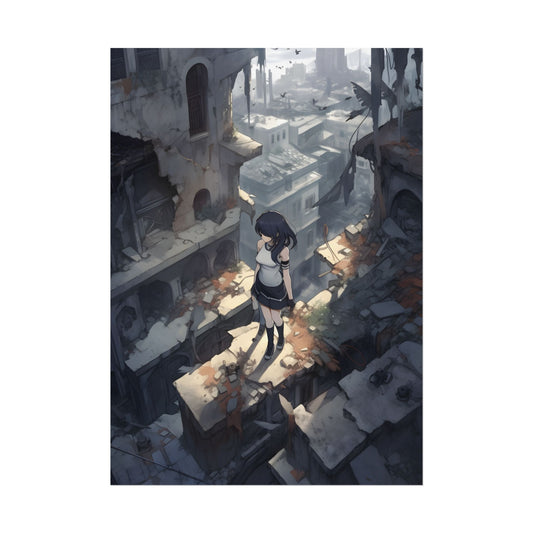 Anime Bird in Flight: Delicate Details in Mid-Air - Poster