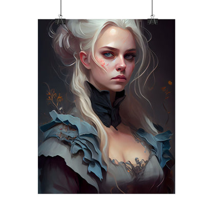 Blonde Profile Portrait: Simple Daylight Dress Art - Poster