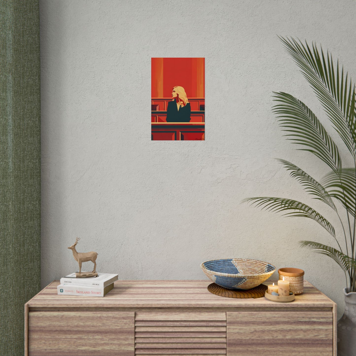 Elegant Woman in White: Modern Art Portrait - Poster