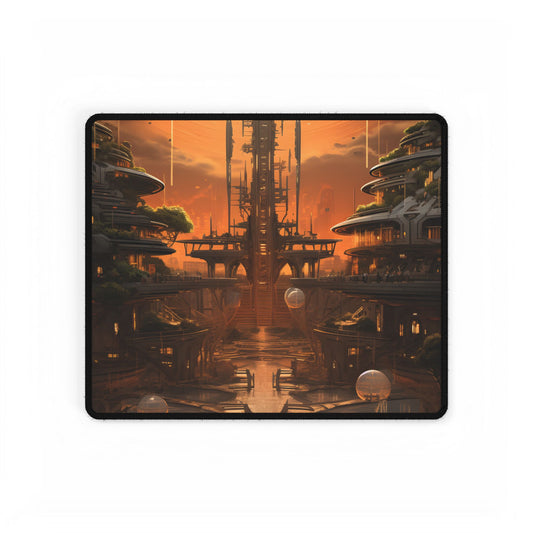 Futuristic Tribal Digital Art: A Glimpse into a Mysterious World - Desk Mat