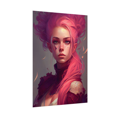 Enigmatic Portrait: Pink Hair in Darkness - Poster