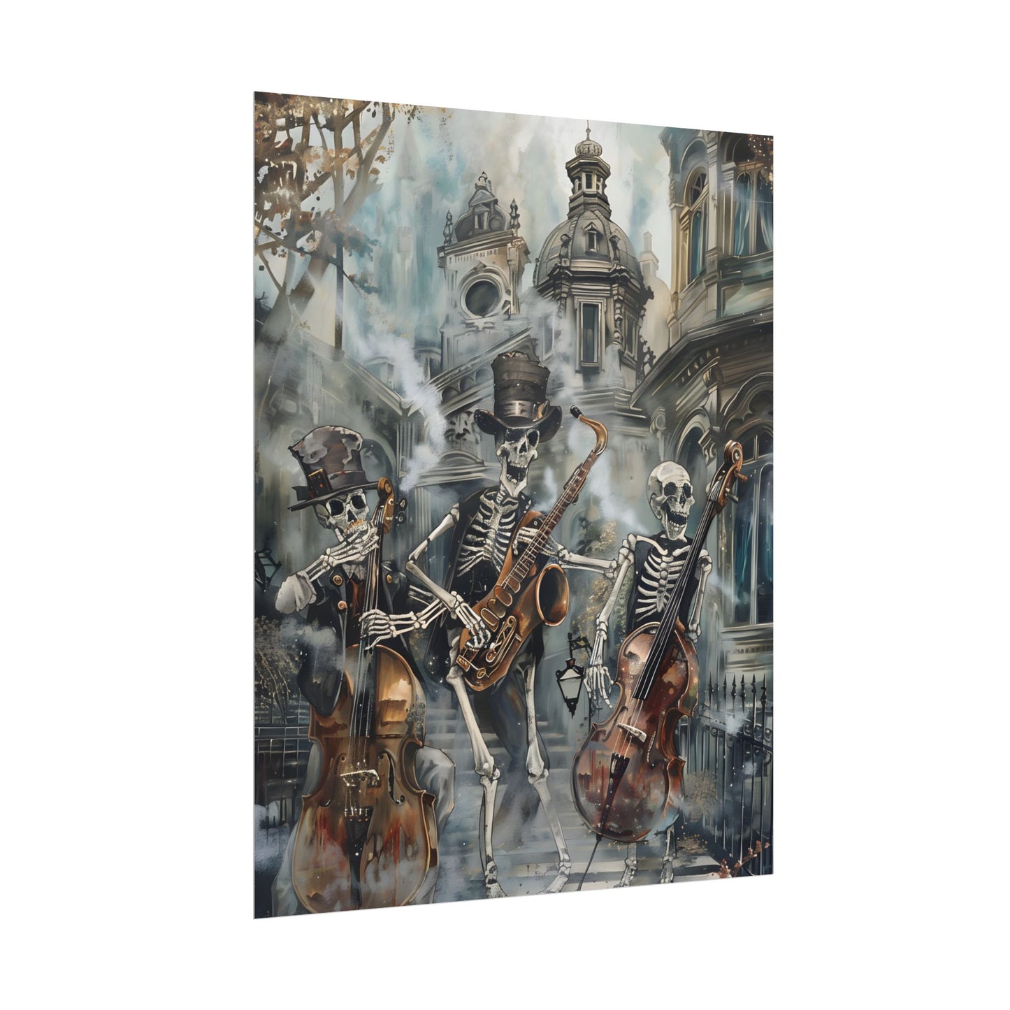 Victorian Lowbrow Jazz: Skeleton Band in Artistic Swing - Poster
