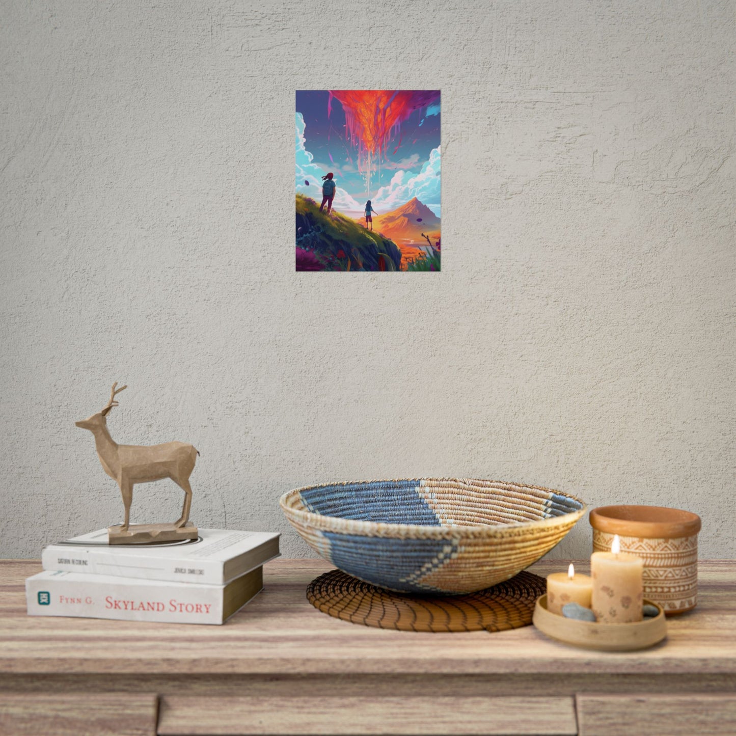 Children's Serene Moment: Meadow Under a Cloudy Sky - Poster