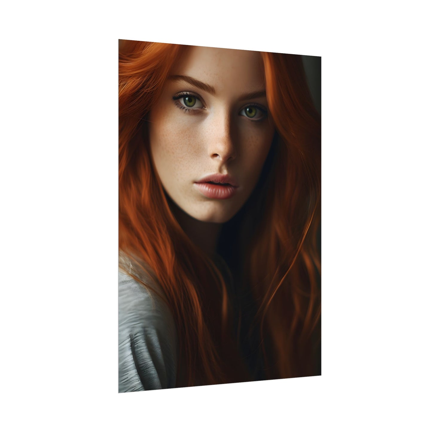 Redhead Woman in Nature: Candid Photo - Poster