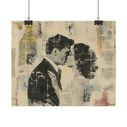 Vintage Romance: Celebratory Couple Art Poster - Poster