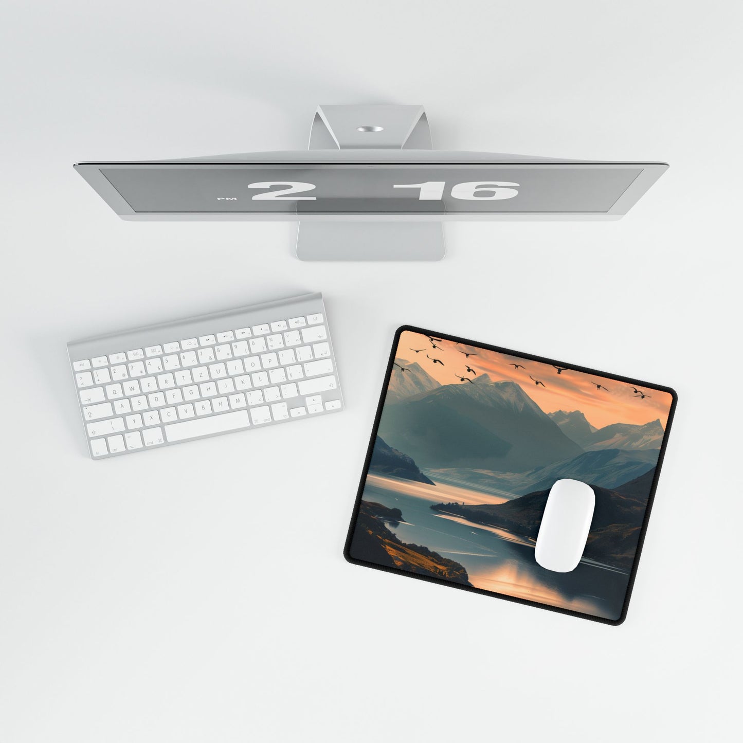 Serene Mountain Lake: Tranquil Natural Beauty - Desk Mat